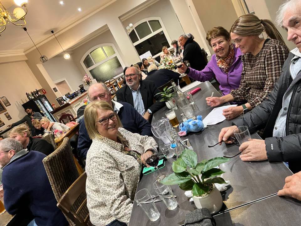 A busy evening crowd in the dining room